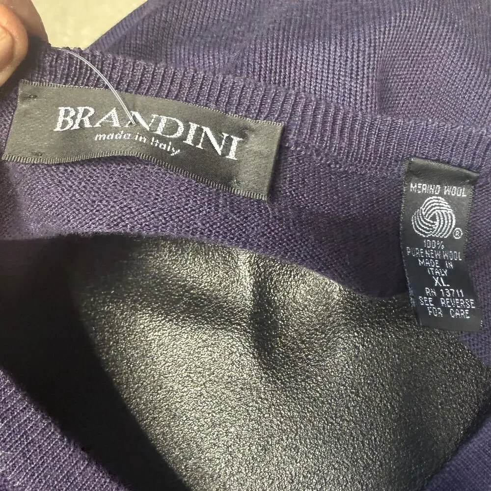 Brandini Purple Merino Wool Sweater XL Made in Italy Minimalist